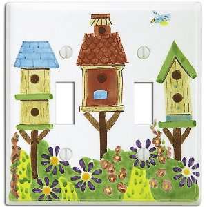 Bird Houses Porcelain   2 Toggle Wallplate