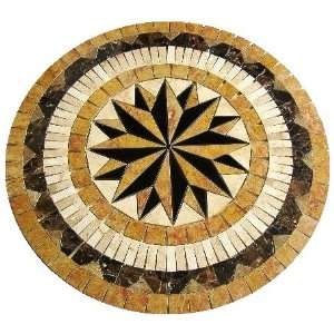 Tile Floor Medallion Marble Mosaic Multi Star Black Absolute Design 32 