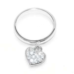    Bling Jewelry Sterling Silver Pave Heart Charm Ring 11   7 Jewelry
