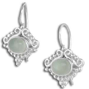   Silver African Blue Chalcedony Latch Back Earrings by Sajen Jewelry