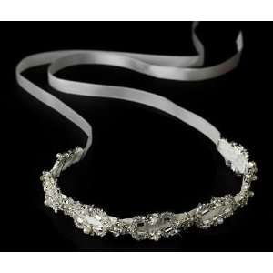 Crystal & Pearl Ribbon Style Bridal Headband Jewelry