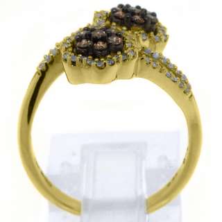 WOMENS CHOCOLATE BROWN CHAMPAGNE DIAMOND ENGAGEMENT PROMISE RING 10K 
