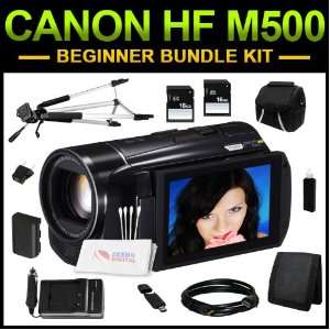 Canon VIXIA HF M500 Full HD Camcorder Beginner Bundle Kit includes (x2 