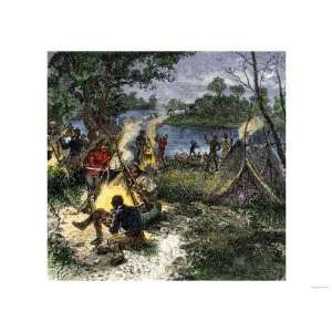  Riverside Camp of Voyageurs, or French Fur Traders Giclee 