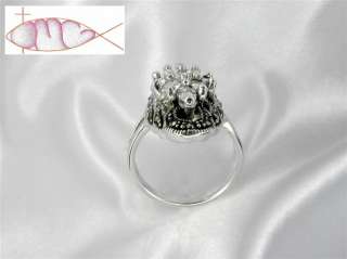 Large Sterling Silver Clear Cz & Marcasite Cluster Ring  