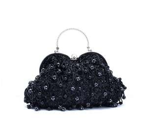   Pearls & Beads Crochet Evening/Wedding Party Clutch Purse Bag  