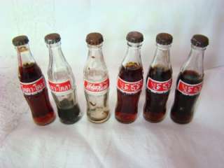 Vtg 70s Miniature Coca Cola set w case glass bottles  