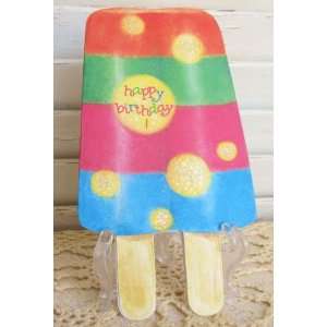 Carol Wilson Happy Birthday Card Rainbow Popsicle w/Glitter