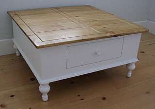 COTTAGE STYLE New Farm Square COFFEE TABLE Drawer Solid Wood 30 Paints 