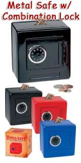 Metal Combination Safe Piggy Bank Toy Money Cash Box  