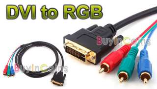 6FT DVI I to 3 RGB RCA Component Cable 4 LP PC TV 6 FT  