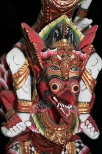   Indian Religion God Statue Handpainted Folk Art Carved Wood 26  