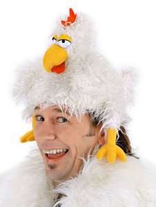 Funny Chicken THE CLUCKER Costume Puppet Hat just laid gag gift  