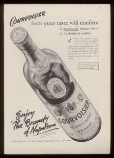 1947 Courvoisier cognac brandy bottle vintage print ad  