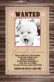 Cowgirl Horse Birthday Party Invitations Western Howdy Wanted Poster 