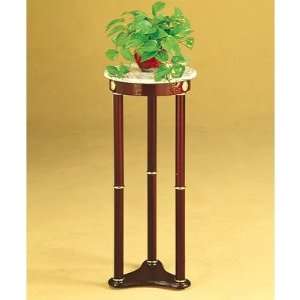  Lake Stevens Plant Stand in Cherry with White Round Marble 