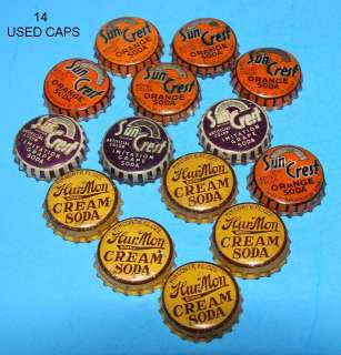 14 Used Soda Bottle Caps Some Rare Nice Condition Place your Bid and 