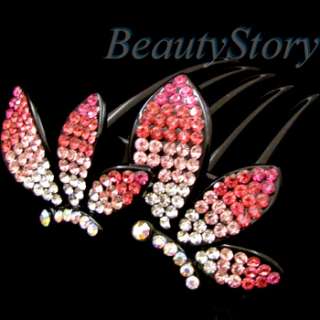 ADDL Item  1pc rhinestone crystal butterfly French twist 