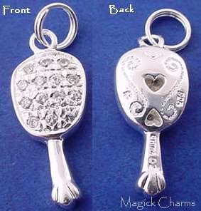 Sterling Silver Hand MIRROR CZ 3D Charm  