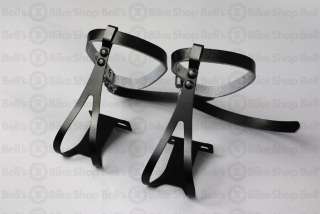 NJ5 Toe Clips Leather Straps BLACK LG Track Fixed Gear 072774962839 