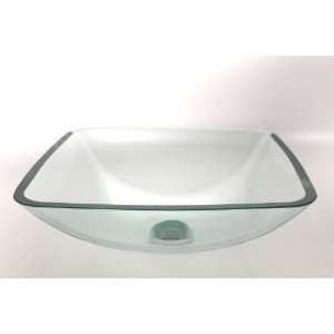   Bathroom Square Style Clear Glass Vessel Sink Bowl