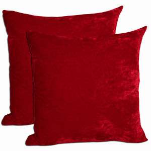 2x Comfortable Polyester Velvet Red Deco Pillow 18x18  