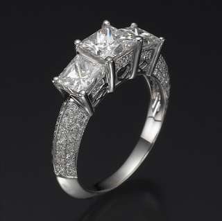 model deluxe trilogy princess ring settings total diamond weight 1 90 
