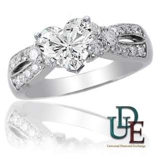 Diamond Engagement Ring 1.18 Ct F G/SI2 Heart 18K White Gold Felicity 