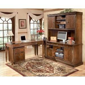   Leg Desk w/ Corner Table & Credenza Hutch (H527 12R2)