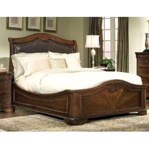   Court King Leather Platform Bed + Mirror + Dresser + Chest Furniture