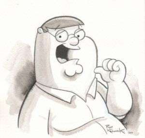 FAMILY GUY PETER GRIFFIN OOAK HAND INKED DRAWING SIGNED  
