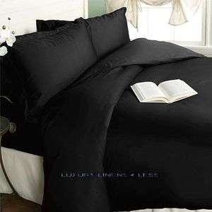 HOTEL Egyptian Cotton SOLID BLACK DUVET COVER SET Queen  