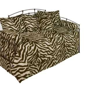  7 Pc Brown Zebra Daybed Bedding Comforter Set & Bolster 