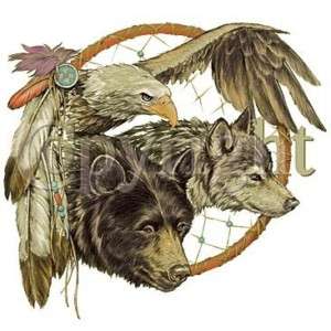 SHIRT   NATIVE Wolf, Eagle, Bear Dreamcatcher   SM XL  
