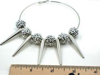   spikes hoop earrings. Silver plated crystal beaded accent and spikes