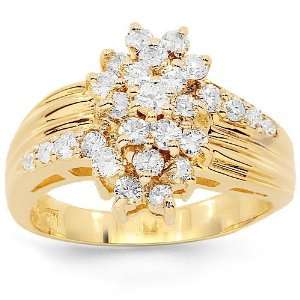   Gold Womens Diamond Cluster Ring 1.00 Ctw Avianne & Co Jewelry