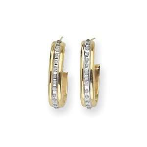  14k Diamond Fascination Oval Post Hoop Earrings Jewelry