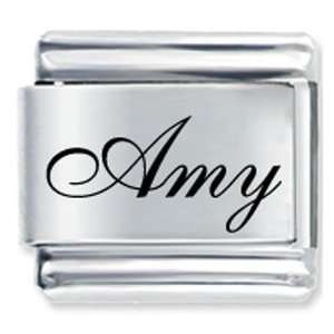    Edwardian Script Font Name Amy Italian Charms Pugster Jewelry