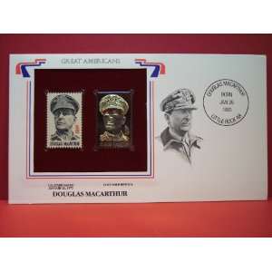 Douglas Macarthur 1971 6 Cent Stamp and 22 Kt. Gold Replica of the 