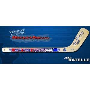 Jean Ratelle Autographed New York Rangers Mini Stick   Autographed NHL 
