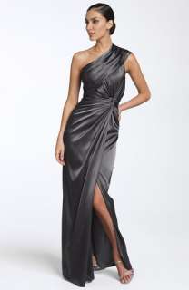 Adrianna Papell One Shoulder Charmeuse Gown with Side Slit  