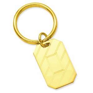  Gold Plated Etched Diagonal Line Key Ring Kelly Waters Jewelry