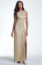 Adrianna Papell Ruched Mixed Media Gown $198.00