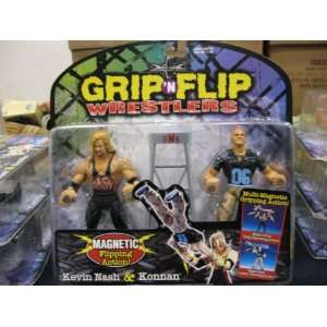   Flip Wrestlers Kevin Nash & Konnan by Toybiz 1999 Toys & Games