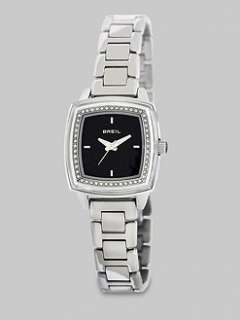 Breil   Swarovski Crystal Accented Square Stainless Steel Watch