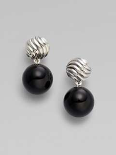 Diamond, Black Onyx & Sterling Silver Earrings