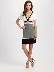    V Neck Color Block Dress  