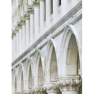 White Columns and Arches of Ducale Palace, St. Marks Square, Venice 