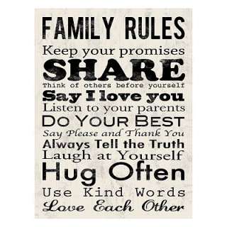 Family Rules Canvas Wall Art