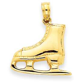 New 14k Gold 3 D Ice Skating Boots Sports Charm  
